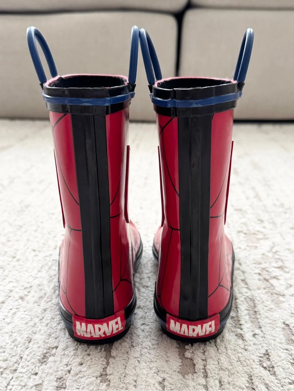 Marvel Kids Red Spider-Man Rain Boots with Blue Trim